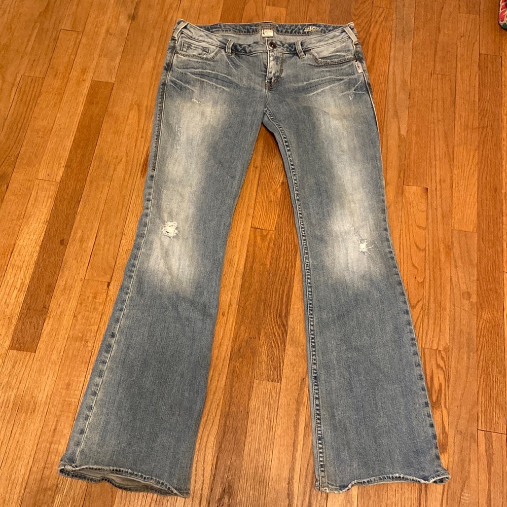 Silver Jeans Alex Western Glove Works Distressed Women's Boot Cut Denim Sz 31/33
